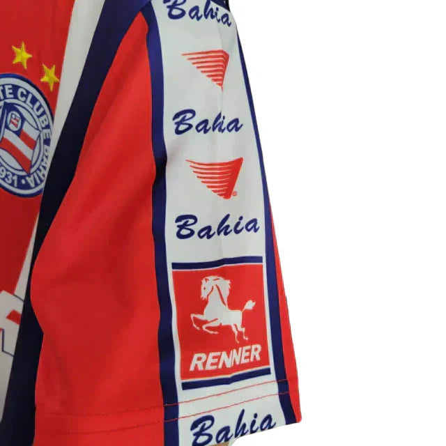 Camisa Bahia II 1996 Retrô Masculina - Listrada em vermelho,branco e azul